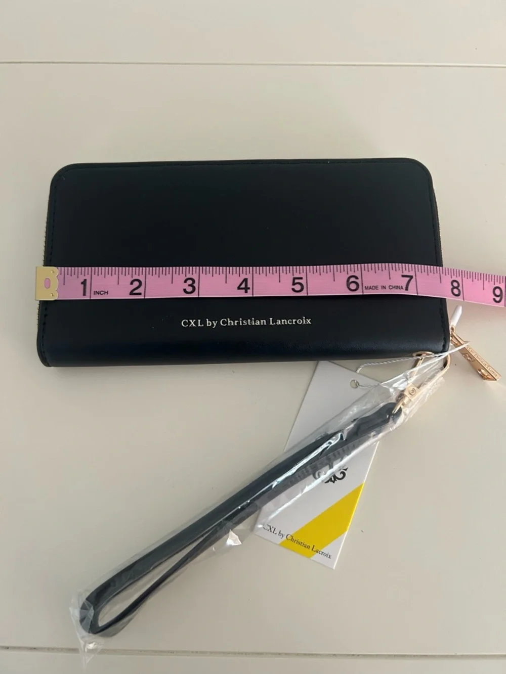 NWT CXL by Christian Lacroix Porte Embossed Black Zip Around Wristlet/Wallet
